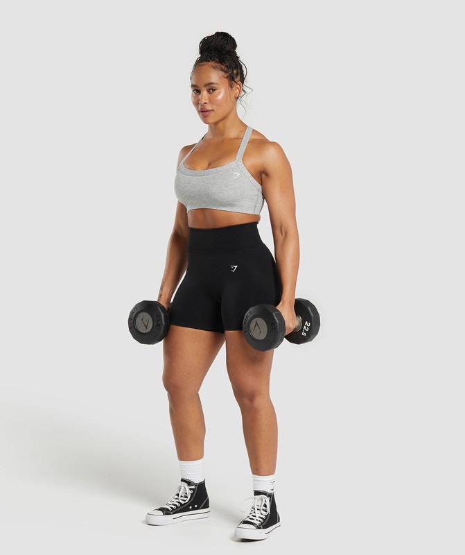 Gymshark Cotton Lifting Sports Bra Light Grey Core Marl | 06321XWKB