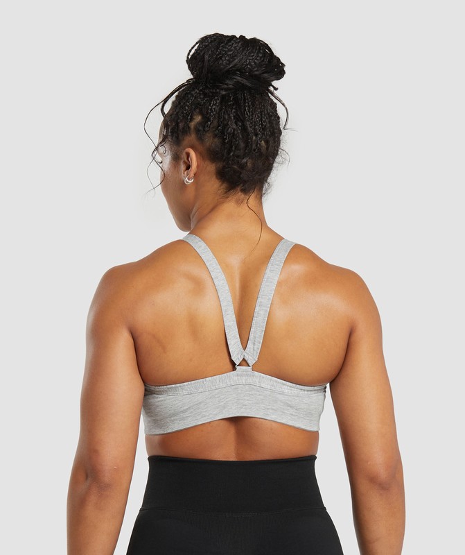 Gymshark Cotton Lifting Sports Bra Light Grey Core Marl | 06321XWKB
