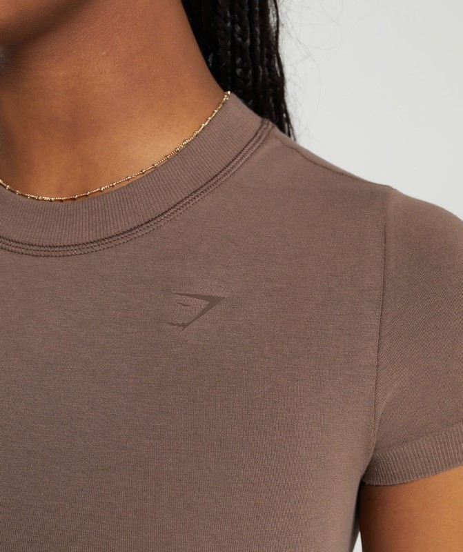 Gymshark Cotton Seamless Crop Top Soft Brown | 51964EOLX