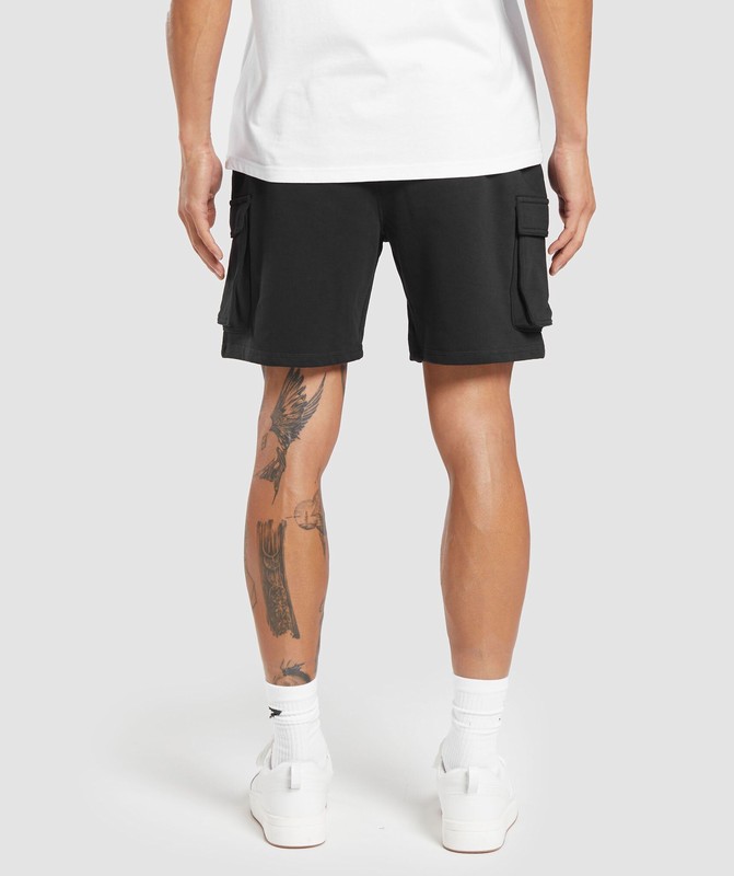 Gymshark Crest 7" Cargo Shorts Black | 01856UTLZ