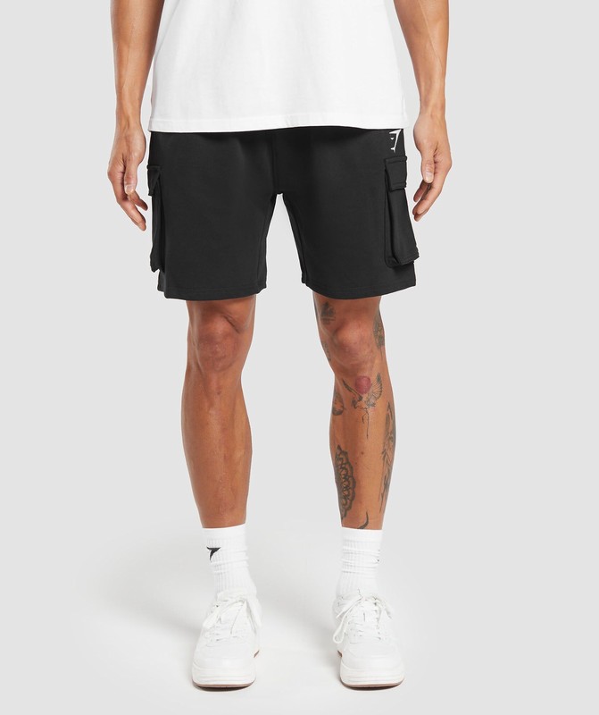 Gymshark Crest 7" Cargo Shorts Black | 01856UTLZ