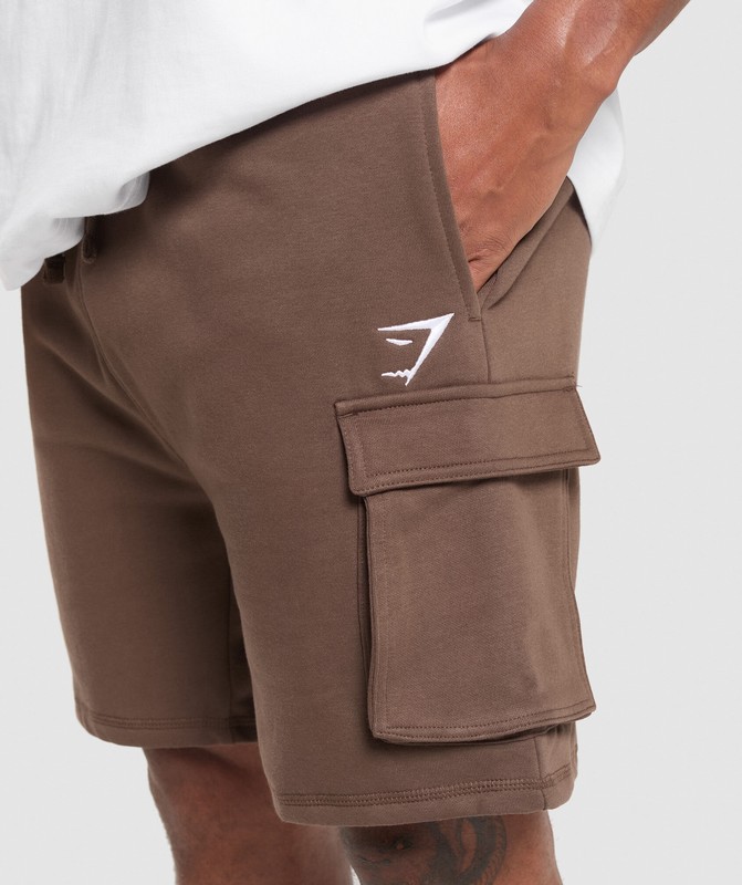 Gymshark Crest Cargo 7" Shorts Walnut Brown | 51079WHZR