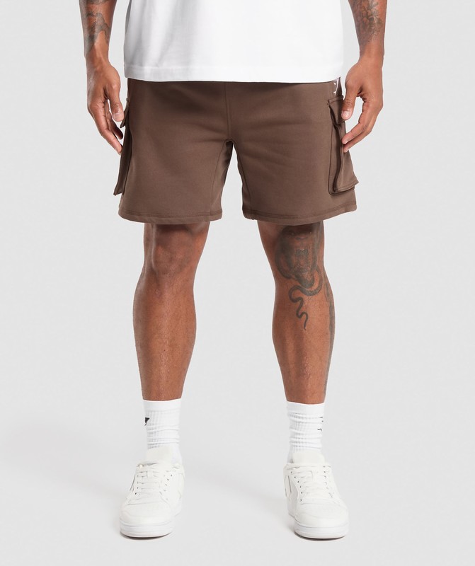 Gymshark Crest Cargo 7" Shorts Walnut Brown | 51079WHZR