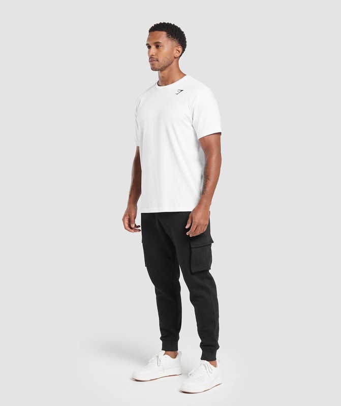 Gymshark Crest Cargo Joggers Black | 52370ARIF