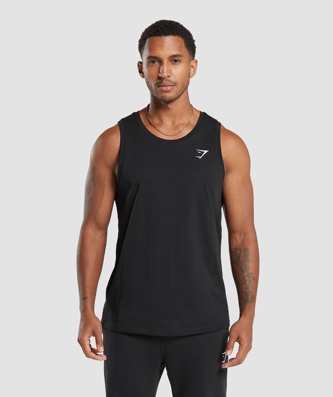 Gymshark Crest Cotton Tank Black | 90823OGQC