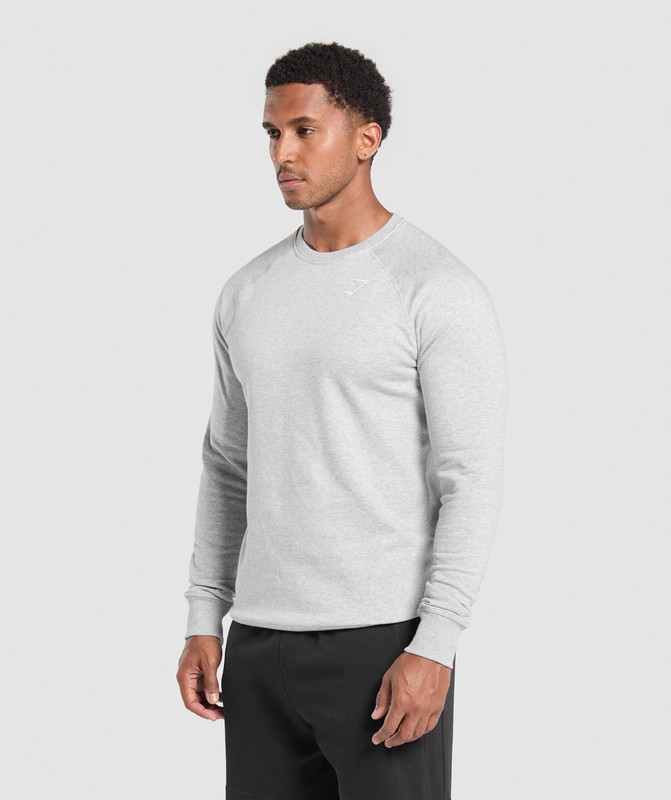 Gymshark Crest Crew Light Grey Marl | 58269JBCI