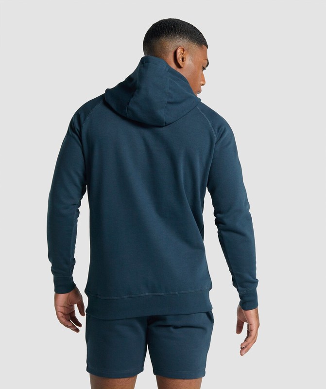 Gymshark Crest Hoodie Navy | 06351VPXS