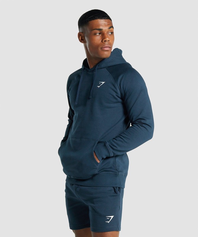 Gymshark Crest Hoodie Navy | 06351VPXS