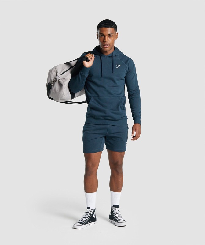 Gymshark Crest Hoodie Navy | 06351VPXS