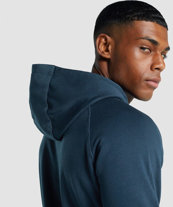 Gymshark Crest Hoodie Navy | 06351VPXS