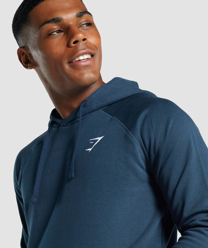 Gymshark Crest Hoodie Navy | 06351VPXS