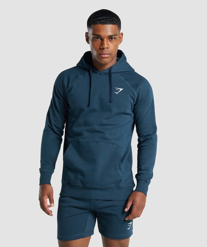 Gymshark Crest Hoodie Navy | 06351VPXS
