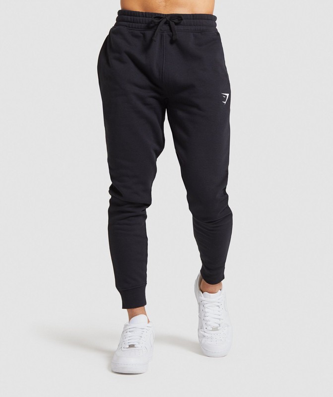Gymshark Crest Joggers Black | 86093GXZR