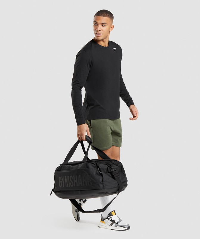Gymshark Crest Long Sleeve T-Shirt Black | 52764RDUI