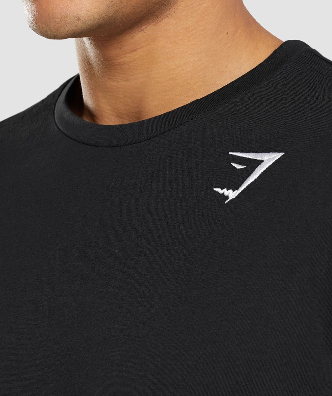 Gymshark Crest Long Sleeve T-Shirt Black | 52764RDUI