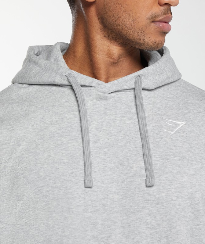 Gymshark Crest Oversized Hoodie Light Grey Marl | 32648XRYO