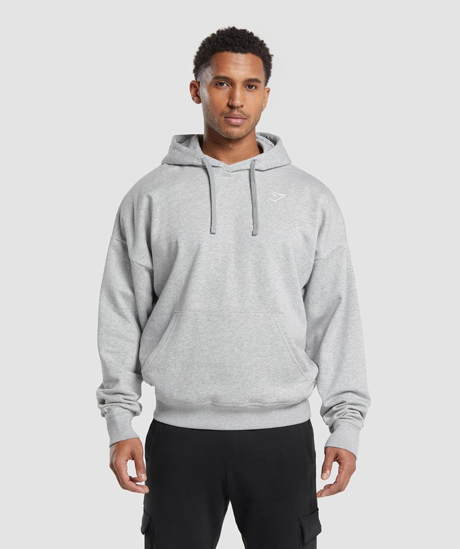 Gymshark Crest Oversized Hoodie Light Grey Marl | 32648XRYO