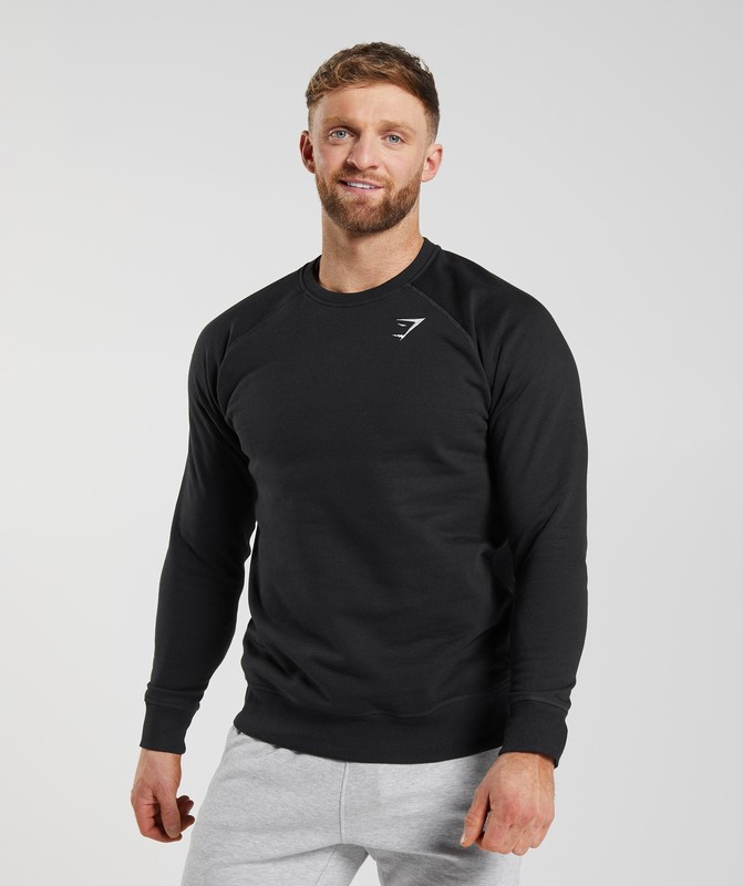 Gymshark Crest Sweatshirt Black | 80341MSCW