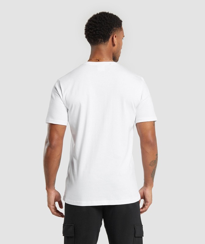 Gymshark Crest V-Neck T Shirt White | 57840IJFH