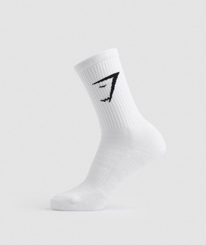 Gymshark Crew Socks 3Pk White | 27130SKIC