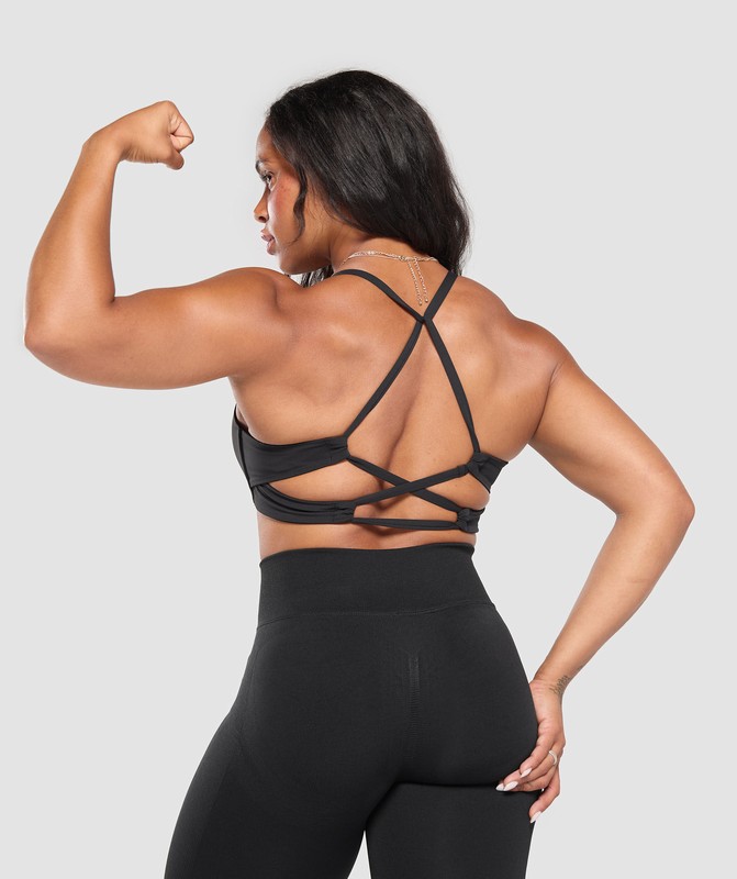 Gymshark Cross Back Bra Black | 20618ZIOJ