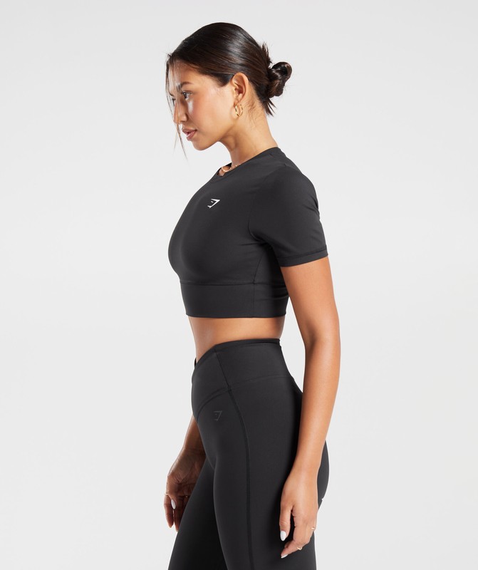 Gymshark Crossover Crop Top Black | 35067LAFK
