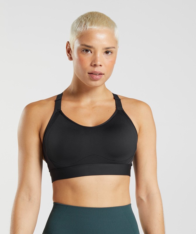 Gymshark Cut Out Back High Support Sports Bra, B/C-E/F Black | 28304AXMV
