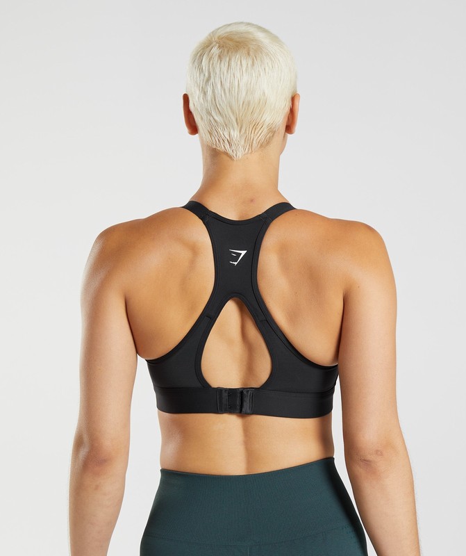 Gymshark Cut Out Back High Support Sports Bra, B/C-E/F Black | 28304AXMV