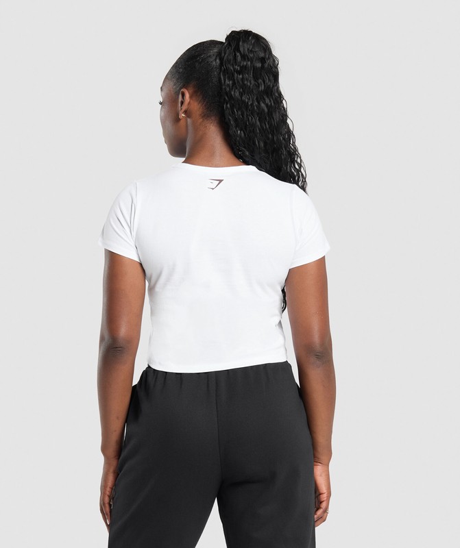 Gymshark DXB Baby Tee GFX White | 78349NCIV