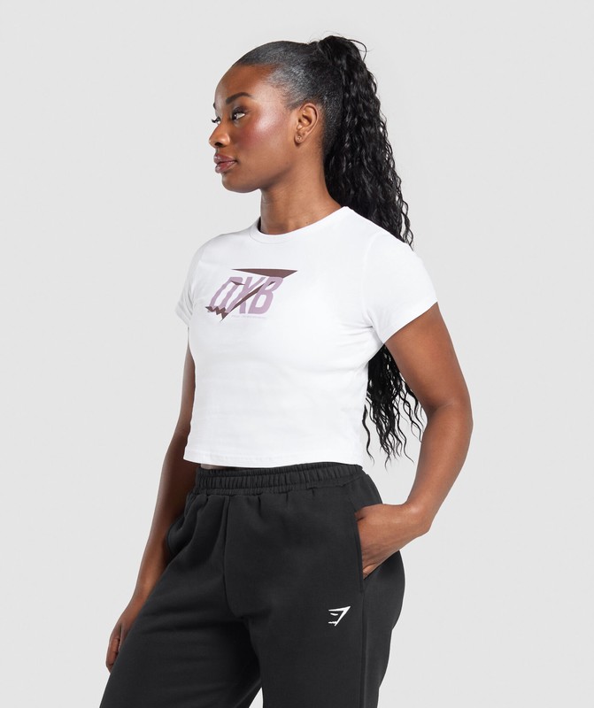 Gymshark DXB Baby Tee GFX White | 78349NCIV