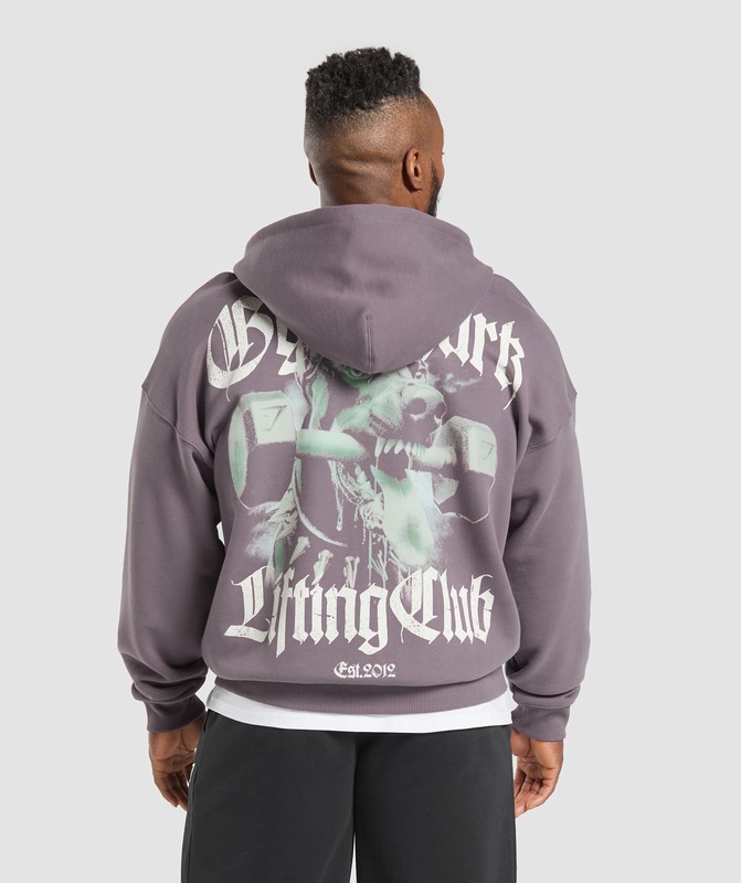 Gymshark Doberman Graphic Hoodie Brushed Purple | 27648SPLZ