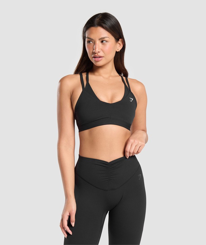 Gymshark Double Up Sports Bra Black | 43891KIQO