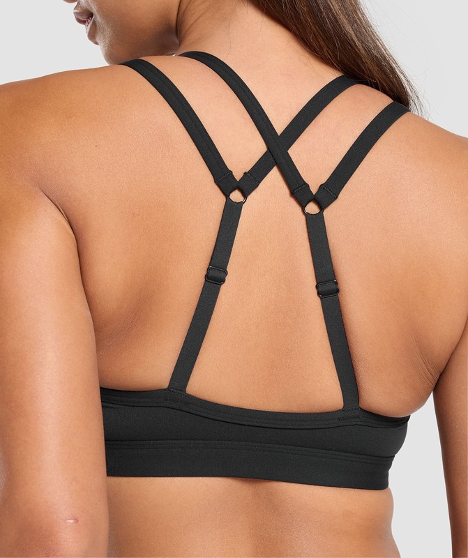 Gymshark Double Up Sports Bra Black | 43891KIQO