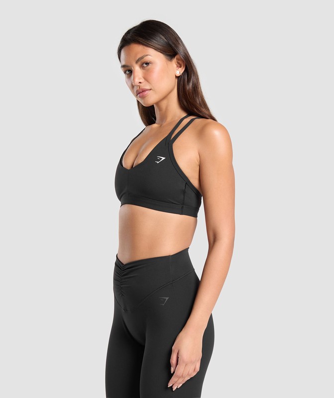 Gymshark Double Up Sports Bra Black | 43891KIQO