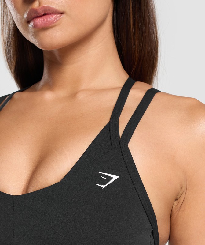 Gymshark Double Up Sports Bra Black | 43891KIQO