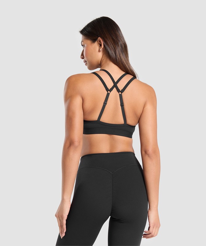 Gymshark Double Up Sports Bra Black | 43891KIQO