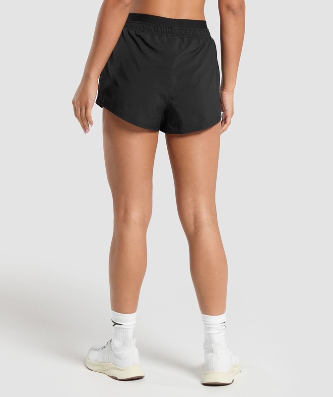 Gymshark Double Waistband Shorts Black / Black | 59407UAKO