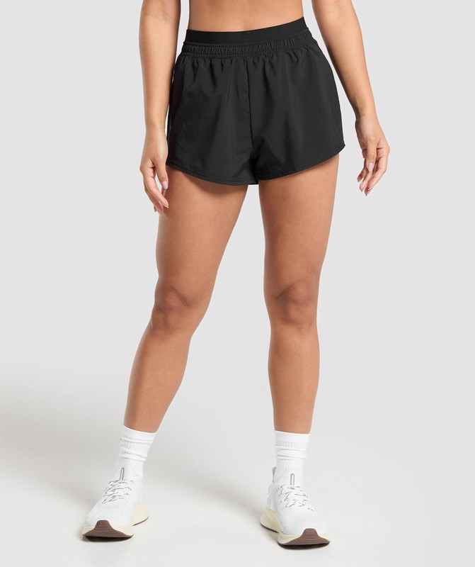Gymshark Double Waistband Shorts Black / Black | 59407UAKO
