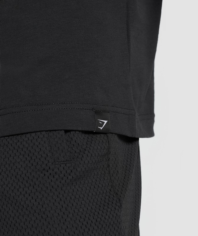Gymshark Dumbbells Long Sleeve T-Shirt. Black | 39860DJTX