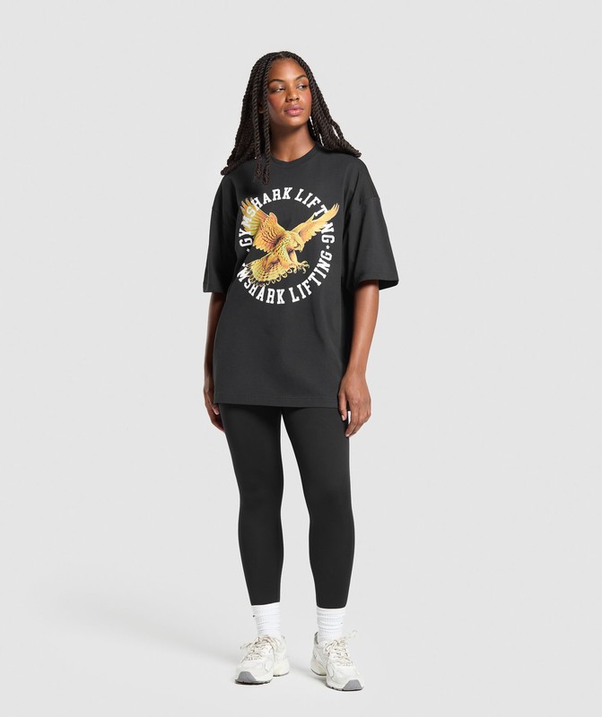 Gymshark Eagle Lifting Oversized Graphic T-Shirt Black | 53681NGIA
