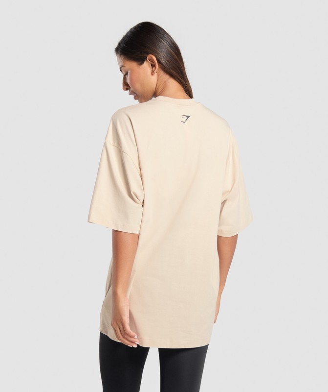 Gymshark Elevate Chain Oversized T-Shirt Cream Beige | 47159DICP