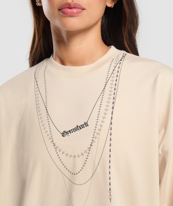 Gymshark Elevate Chain Oversized T-Shirt Cream Beige | 47159DICP