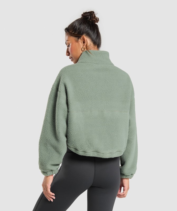 Gymshark Elevate Fleece Mid Jacket Unit Green | 51067OLAX