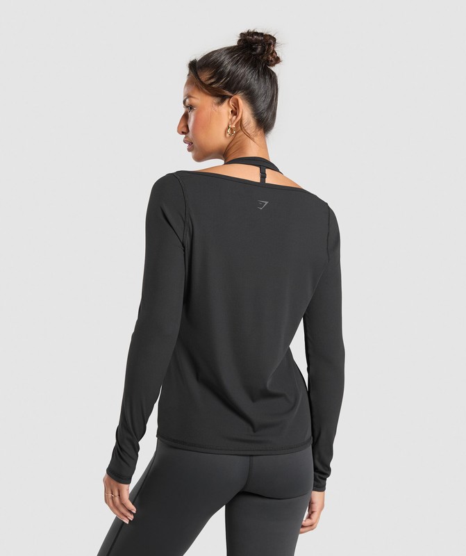 Gymshark Elevate Long Sleeve Top Black | 85624KPTC