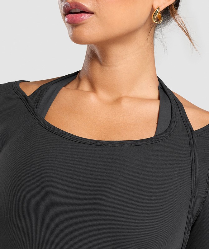 Gymshark Elevate Long Sleeve Top Black | 85624KPTC