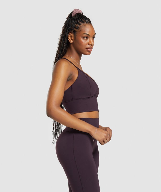 Gymshark Elevate Longline Sports Bra Plum Brown | 74906GIMB