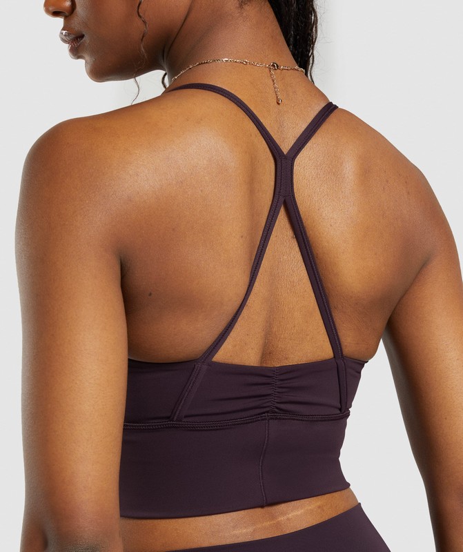 Gymshark Elevate Longline Sports Bra Plum Brown | 74906GIMB
