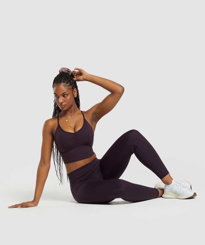 Gymshark Elevate Longline Sports Bra Plum Brown | 74906GIMB