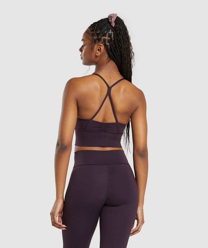 Gymshark Elevate Longline Sports Bra Plum Brown | 74906GIMB