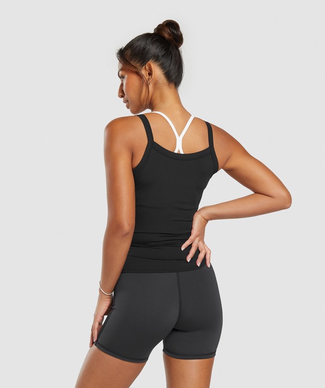 Gymshark Elevate Ruched Tank Black | 38720KJHG